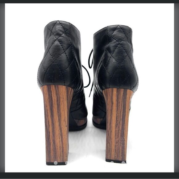 Chanel Quilted Open-Toe Lace-Up Boots 37.5 - Picture 8 of 9